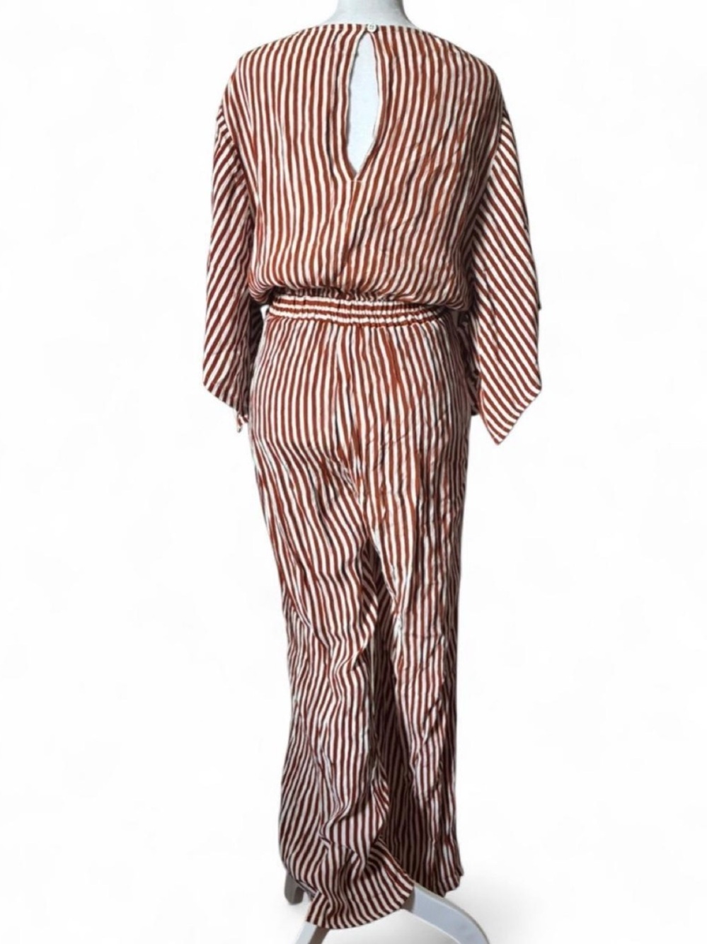 Faithfull The Brand Striped Cutout Tie Front Wide Leg Resort Jumpsuit size 2 - Picture 3 of 7
